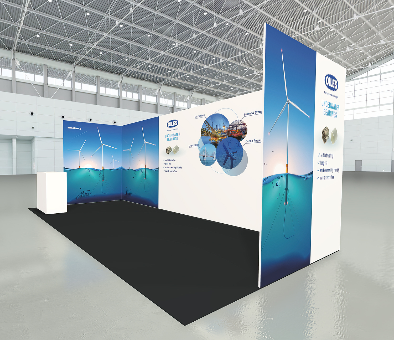 Messebanner für Unterwasserlager OILES Deutschland GmbH